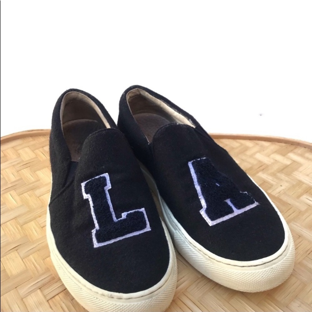 Joshua Sanders LA Felt Slip On Sneakers Navy size 7‎